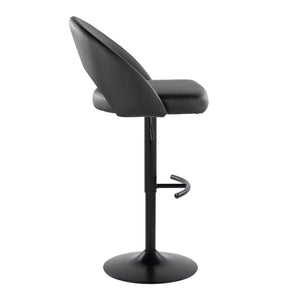 English Elm Adjustable Swivel Barstools Set of 2 Faux Leather Padded Seat Black Metal Base B202S02009