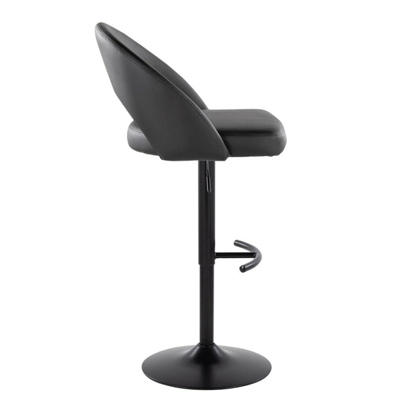 English Elm Adjustable Swivel Barstools Set of 2 Faux Leather Padded Seat Black Metal Base B202S02009