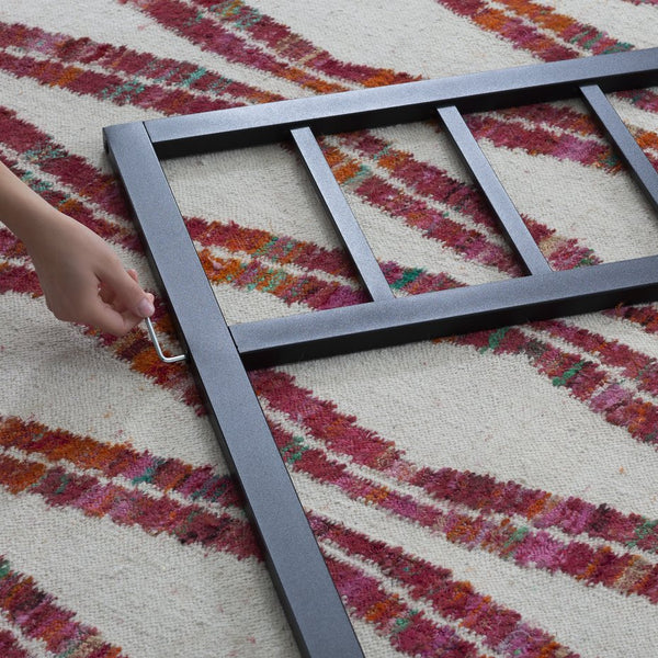 English Elm Linenspa Black Metal Headboard Cal King – 40" Vertical Panel All-Steel Design with Hardware Included B350P326219