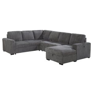 English Elm Melody Grey Sectional Sofa With Pullout Sleeper - Modern Comfort & Versatile Design For Any Space B201S00304