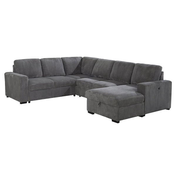 English Elm Melody Grey Sectional Sofa With Pullout Sleeper - Modern Comfort & Versatile Design For Any Space B201S00304