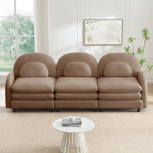 English Elm Teddy Fleece Modular Cloud Sofa Sculptural Curved Three Seat Living Room Couch Camel W5656S00102