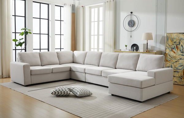 English Elm Large Modular L Shaped Sectional Sofa with Plush Cushions for Contemporary Living B2730S00054