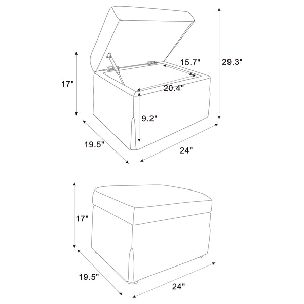 English Elm Merced Beige Upholstered Ottoman with Hydraulic Lift Top and Hidden Storage — Stylish Space Saver B062P375570
