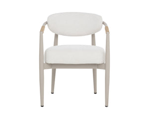 Sunpan Marita Dining Armchair - Sleek Modern Design With Wicker Weave For Stylish Outdoor Gatherings Cream Fabric 112102