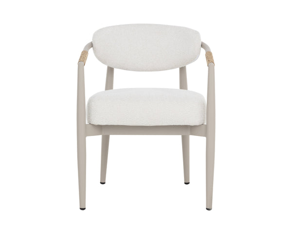 Sunpan Marita Dining Armchair - Sleek Modern Design With Wicker Weave For Stylish Outdoor Gatherings Cream Fabric 112102
