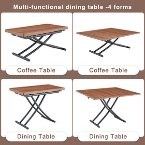 English Elm Modern Adjustable Lift Table Walnut Grain Mdf Top Slim Metal Legs Home Office Use Black + Dark Walnut W1151P303874