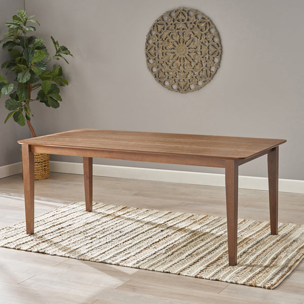 English Elm Christopher Knight Home® - DINING Rustic Farmhouse Slatted Top Table with Solid Rubberwood Construction and Tapered Square Legs Walnut 65643.00
