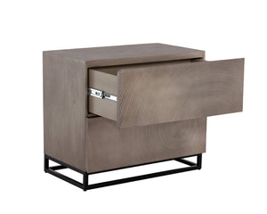 Sunpan LUTANA Nightstand - Handcrafted Grey Mango Wood with Iron Legs, Unique Rustic-Industrial Design 110641