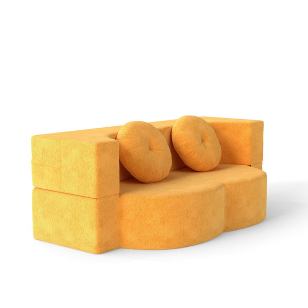 English Elm Folding Foam Futon Sofa Sleeper Twin Size Floor Lounger for Guest or Studio Use Yellow W2353P388490