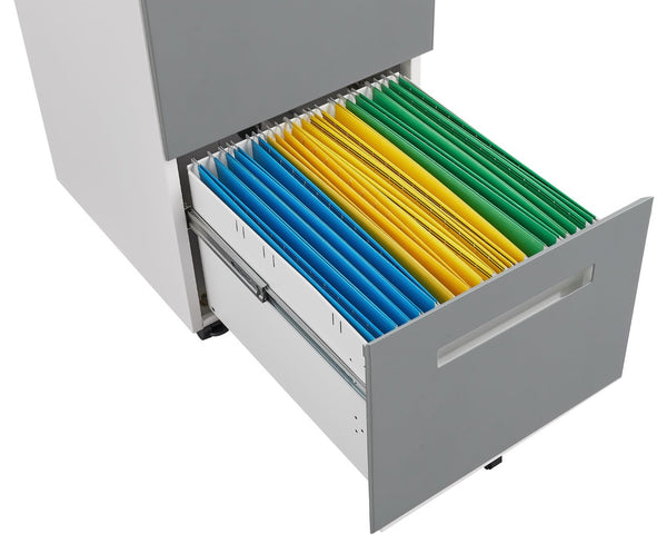English Elm 2 Drawer Rolling Metal File Cabinet Locking Under Desk Storage for Home Office W124770978