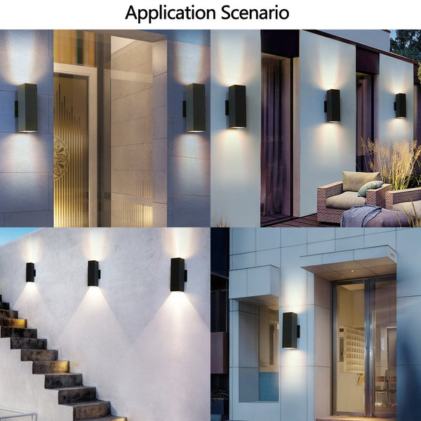 English Elm 2-Pack Modern Outdoor Wall Sconce Black Aluminum, Up/Down Weatherproof GU10 Lights 3000K Warm W1340P243536