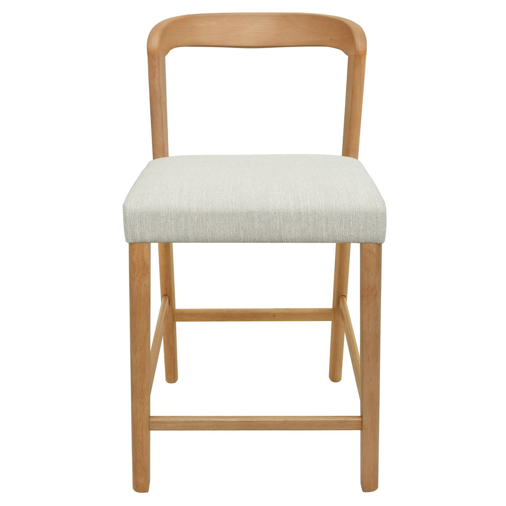 English Elm Christopher Knight Home® - Solid Rubber Wood Counter Stools Set Of 2 - Natural Oak & Beige Upholstery For Modern Comfort N771P292086Q