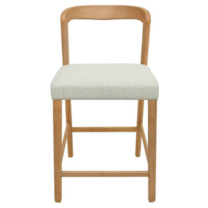 English Elm Christopher Knight Home® - Solid Rubber Wood Counter Stools Set Of 2 - Natural Oak & Beige Upholstery For Modern Comfort N771P292086Q