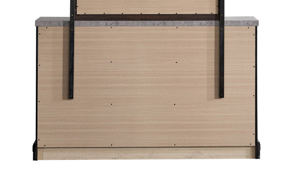 English Elm Grande Six Drawer Dresser Black Laminate Faux Granite Top with Chrome Hardware B078P497910
