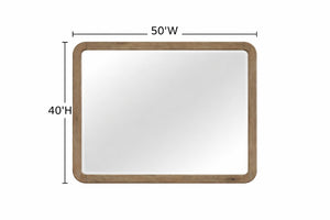 English Elm English Knotty Oak Frame Landscape Wall Mirror with Rounded Corners for Bedroom Decor B2699P437953