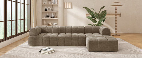 English Elm Christopher Knight Home® - 122" Modern L-Shaped Sectional Sofa with High-Resilience Foam, Low-Profile Design, Stain-Resistant Fabric Comfort Espresso N767P277694S