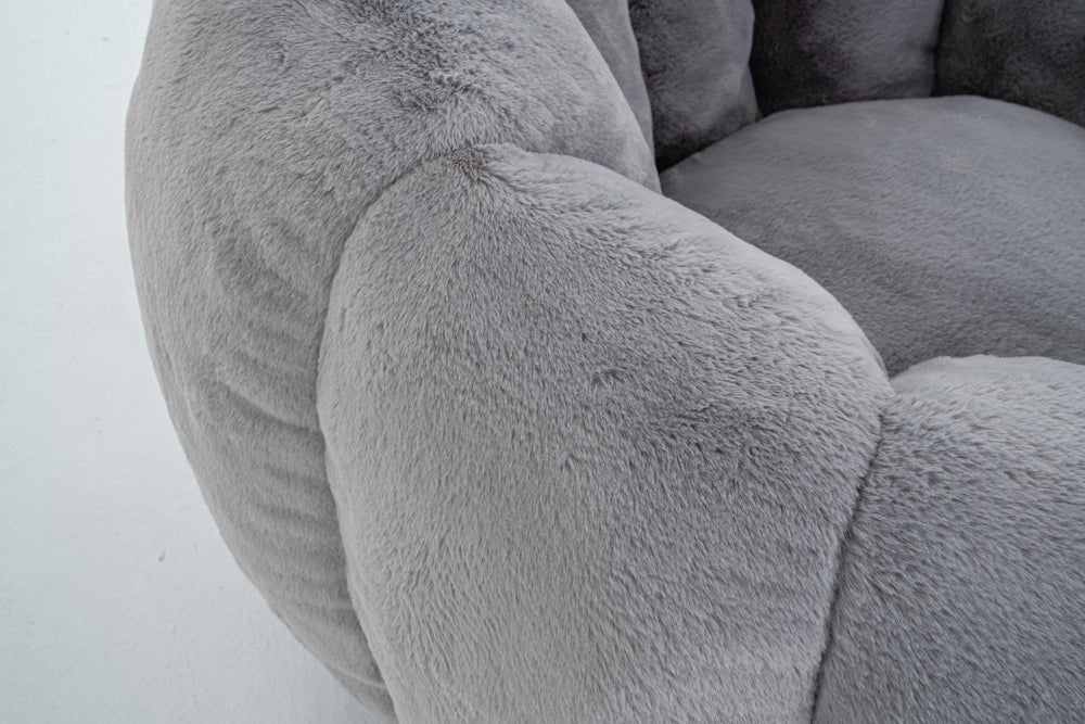 English Elm Adult Floral Petal Faux Fur Bean Bag Chair Sculptural Foam Seating for Any Room W2012P399197