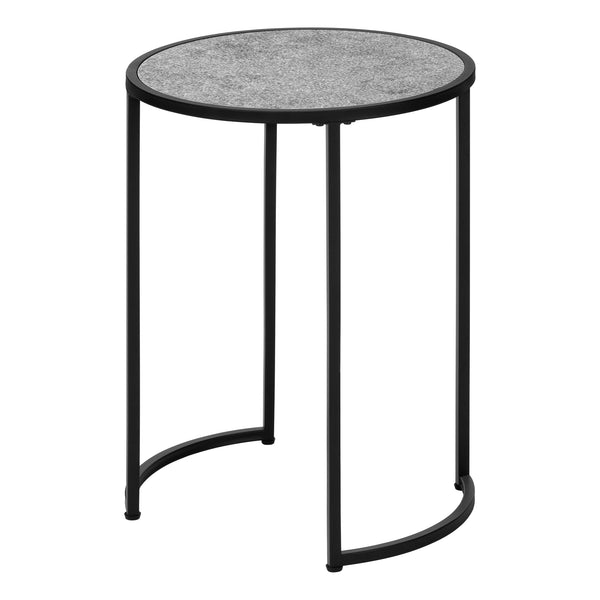 English Elm Accent Table - Modern Round Side Table With Grey Laminate Top & Black Metal Legs For Versatile Use B2710P218984