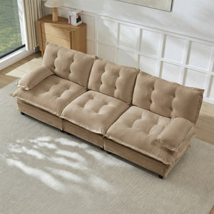 English Elm 107" Modular Cloud Sectional Sofa Deep Seat Chenille Upholstered Living Room Couch Light Coffee W714S01702