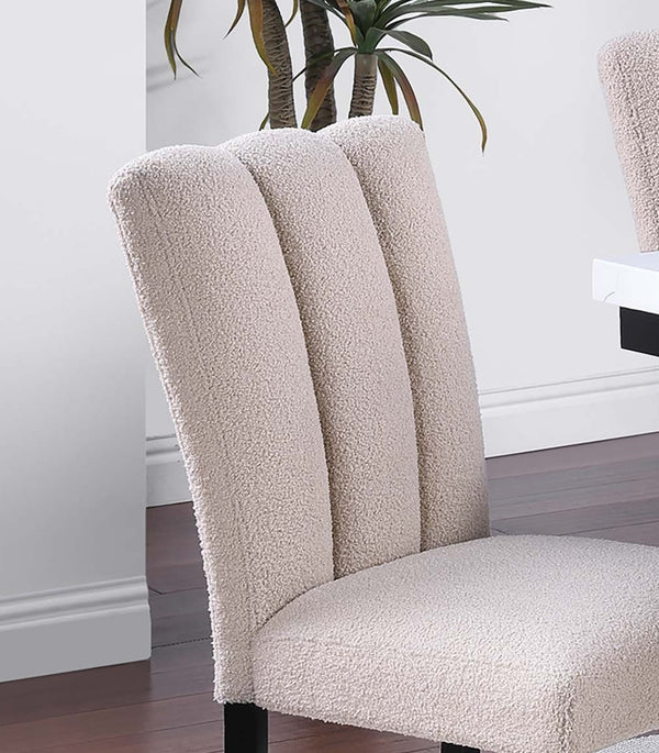 English Elm Upholstered Modern 2pc Dining Chairs with Channel Tufting, Soft Fabric Comfort & Black Wood Legs B011P368140