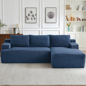 English Elm L-Shaped Cloud Sectional Sofa – No Assembly, Cozy Modular Couch In Blue For Living Room & Bedroom W2339P409431