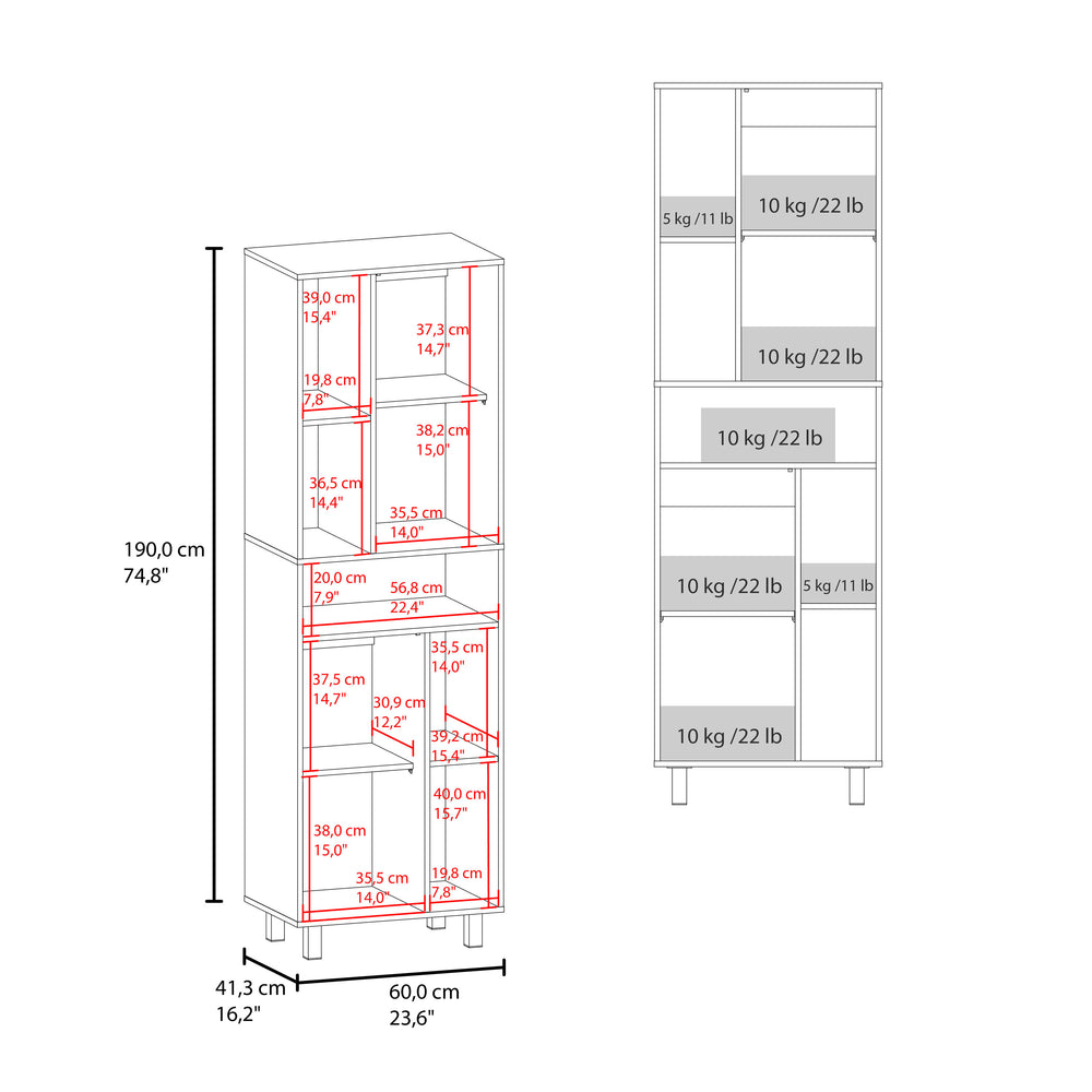 English Elm Bryce Tall Pantry Cabinet with Two Doors, Kronos White MDF, Slim Vertical Storage for Kitchens B070P337114