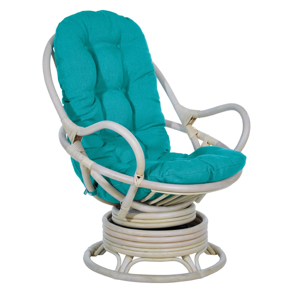 OSP Home Furnishings Lanai Rattan Swivel Rocker Blue