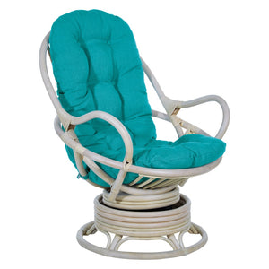 OSP Home Furnishings Lanai Rattan Swivel Rocker Blue