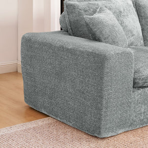 English Elm 107'' Boucle L-shaped Sectional with Reversible Chaise Deep Foam Seat Living Room Grey W1413S00165