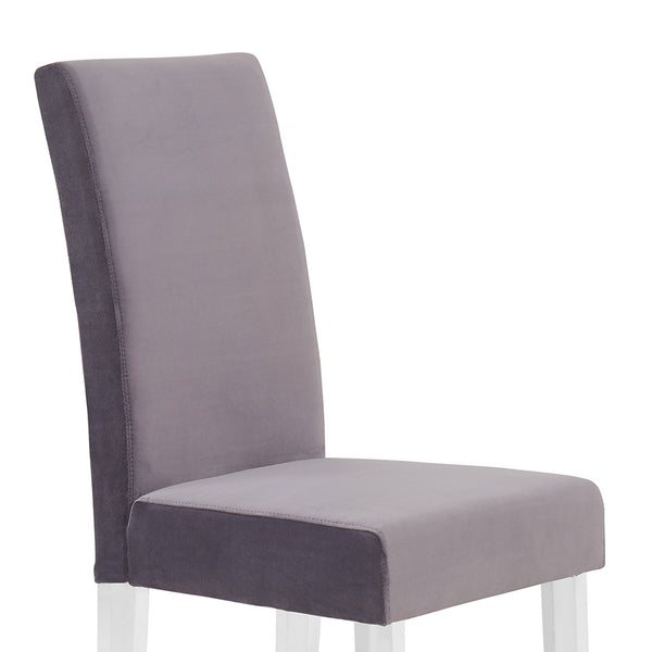 English Elm Quinara Plush Velvet Dining Chair with Clear Acrylic Legs, Set of 2 — Modern Comfortable Seating Gray B2736P354331
