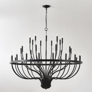 English Elm 36-light Matte Black Iron Candle Chandelier Farmhouse Industrial Style for Large Dining Rooms W5008P464944