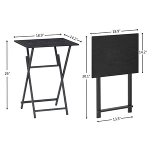 English Elm Black Rustic 2-Piece Folding TV Tray Tables — No Assembly, Portable Sofa & Snack Side Tables, Space-Saving W2167P154853