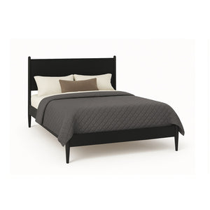 English Elm Mid-Century Full Size Wooden Platform Bed In Matte Black Finish - Stylish, Durable, And Supportive Design B016S00024