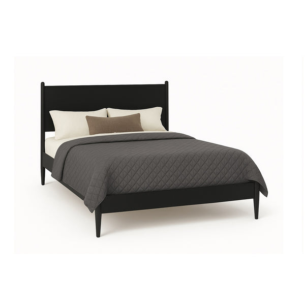 English Elm Mid-Century Full Size Wooden Platform Bed In Matte Black Finish - Stylish, Durable, And Supportive Design B016S00024
