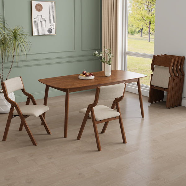 English Elm Upholstered Folding Dining Chair with Ergonomic High Back, Plush Sponge Cushion, Portable & No Assembly Required taupe,Walnut W2336P254032