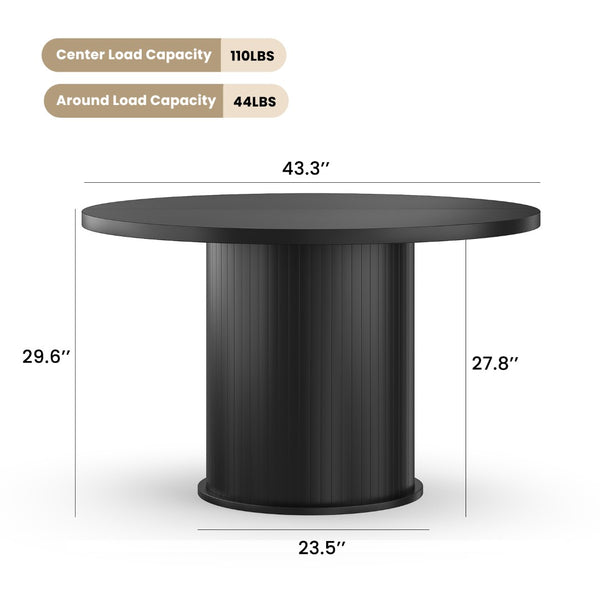 English Elm 43" Round Wood Dining Table with Geometric Metal Base Seats 4 Space Saving Modern T3623P433911