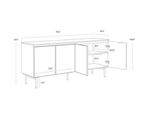 Sunpan MIRABELLI Sideboard - Handcrafted Mango Wood Storage with Slate Veneer & Brass Accented Legs 107341
