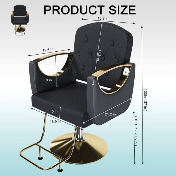 English Elm Hydraulic Salon Chair with Foot Pump Swivel Base Pu Leather Seat for Barber Tattoo Spa W2700P410954