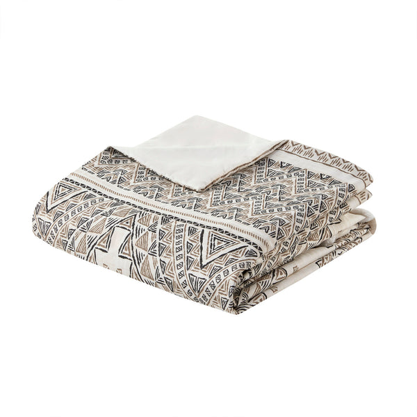 English Elm King/Cal Rustic Geometric 4-Piece Microfiber Duvet Cover Set with Chenille Trim & Throw Pillow, OEKO-TEX Certified B035P148372