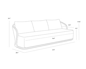 Sunpan BORA Sofa - Luxurious Louis Cream Outdoor Seat with Elegant Wicker Design & Weather-Resistant Comfort 111864V