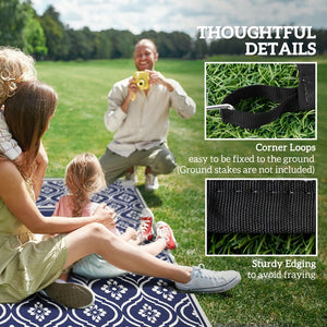 English Elm Outsunny Reversible Polypropylene Outdoor Rug Waterproof Patio Camping Mat with Carry Bag W2225P485605