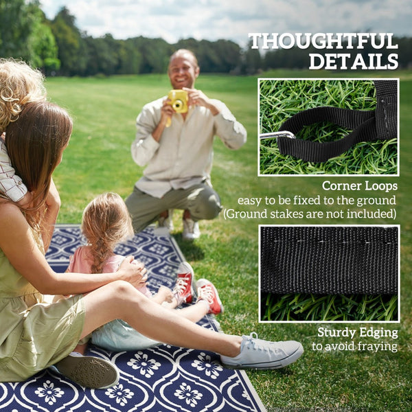 English Elm Outsunny Reversible Polypropylene Outdoor Rug Waterproof Patio Camping Mat with Carry Bag W2225P485605