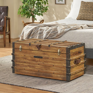 Christopher Knight Home® - Noble House - Wagner Handcrafted Boho Wood Storage Trunk with Latches