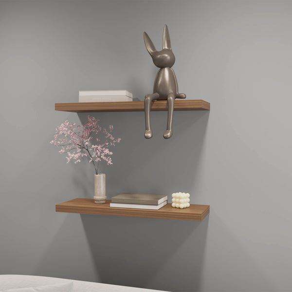 English Elm Iva 2-Piece Mahogany Floating Recessed Shelves 31.5" W x 9.8" D Sleek Wall Storage for Books & Decor B128P237134