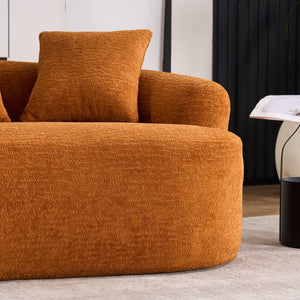 English Elm LY-025S Curved Loveseat Compact 65" Space-Saving Chenille Upholstery, 30D Foam+Spring Comfort Orange W2231P261292