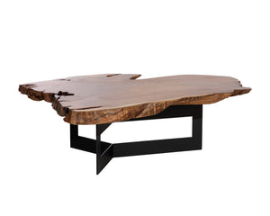 Sunpan Wyatt Coffee Table - Handcrafted Solid Teak Root Wood with Unique Design, Sturdy Steel Frame & Style Natural