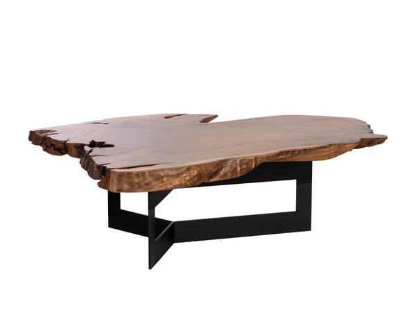 Sunpan Wyatt Coffee Table - Handcrafted Solid Teak Root Wood with Unique Design, Sturdy Steel Frame & Style Natural