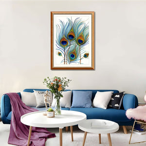 English Elm Set Of 2 Elegant Peacock Feather Framed Wall Art Prints – Stylish Replaceable Canvas Decor, 24X32" T3976P383242-GIGA