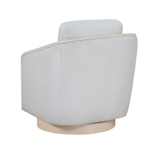 English Elm Gray Swivel Lounge Chair with Light Oak Wood Trim, Reversible Cushion, Pocket Coil Comfort, 360° Motion, Fully Assembled B011P329265